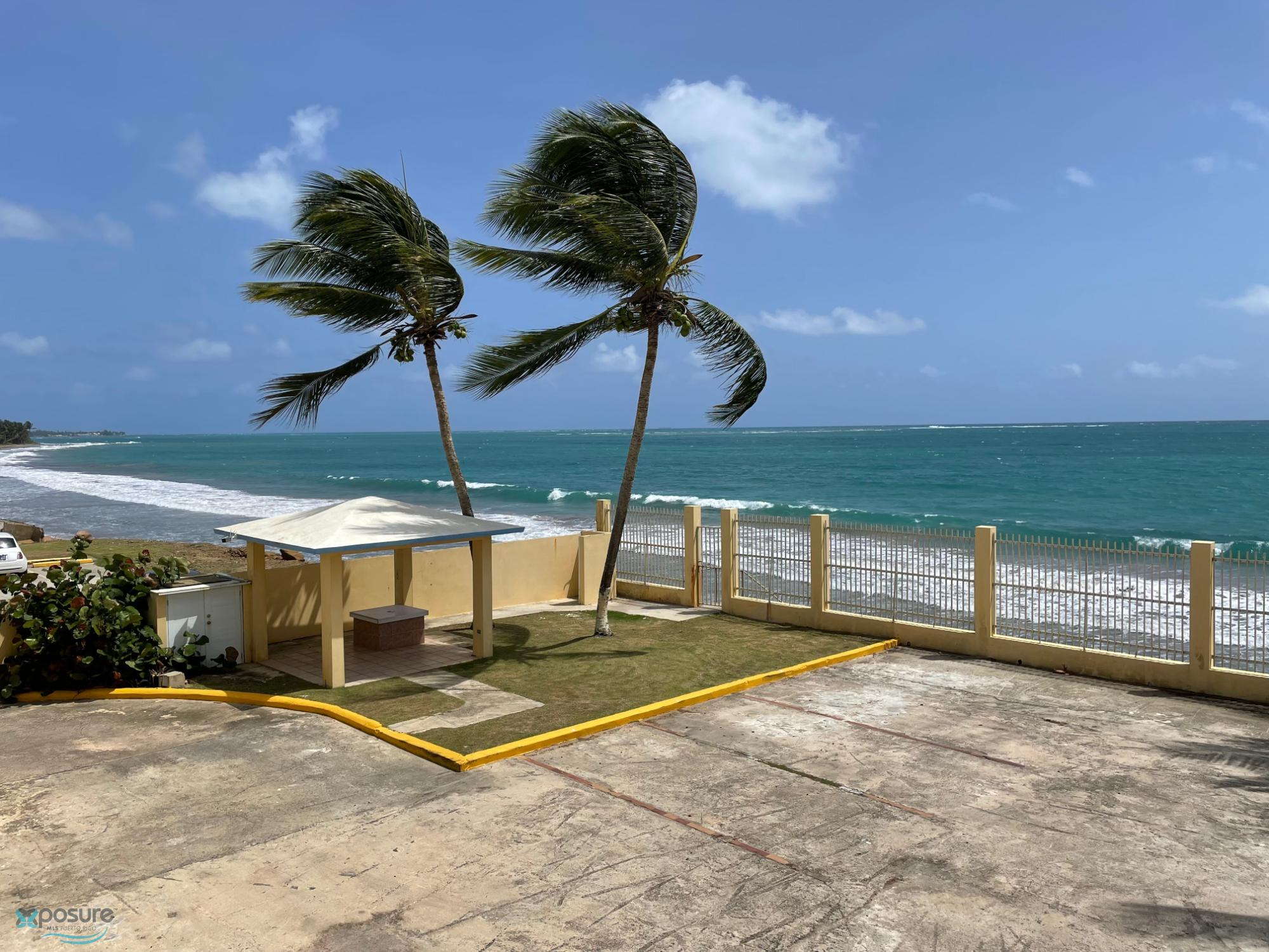 Ocean and courtyard view at Luquillo Beach Apartments